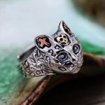Silber Katze Ring - Steampunk Stil - Vignette | Steampunk Store
