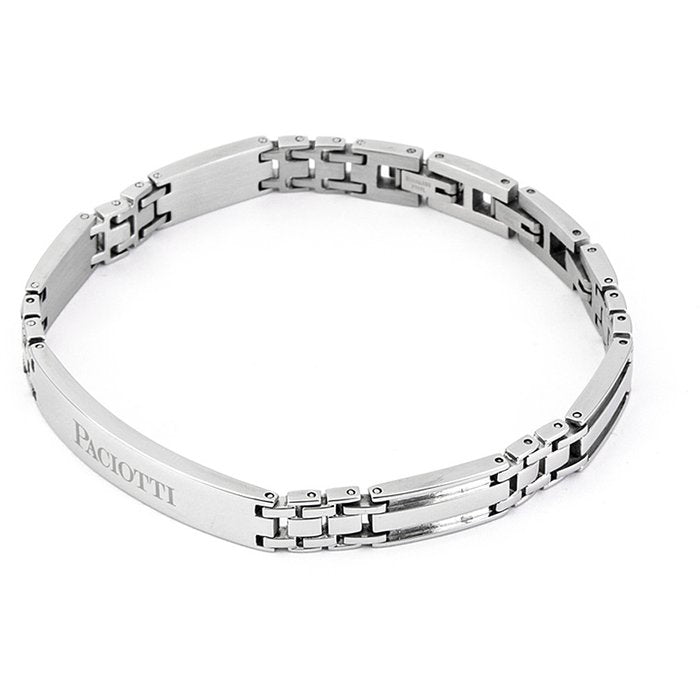 Steel bracelet with engraved central plate