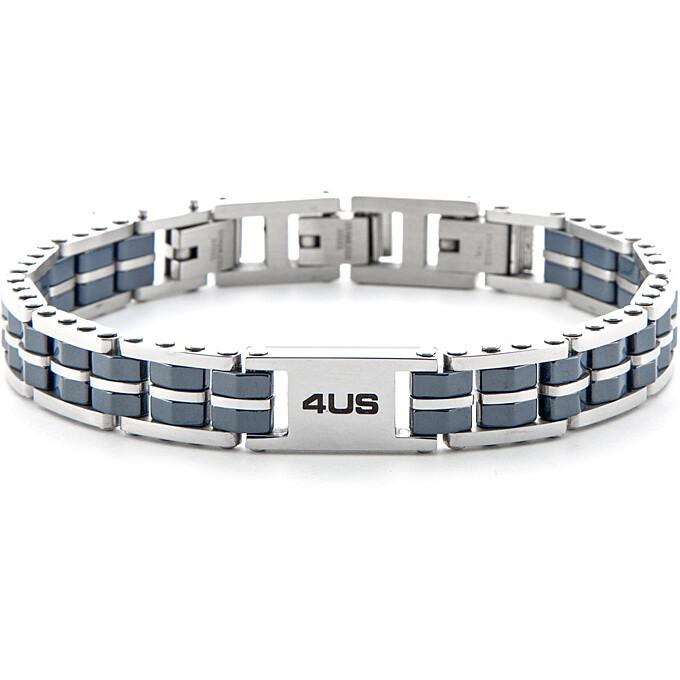 Bracelet en acier et céramique bleue