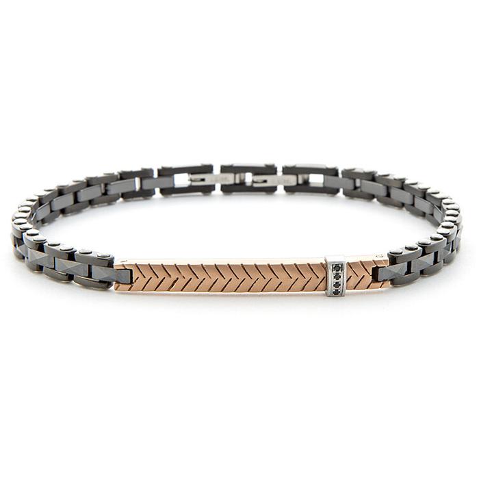 Bracelet en céramique noire PVD rose