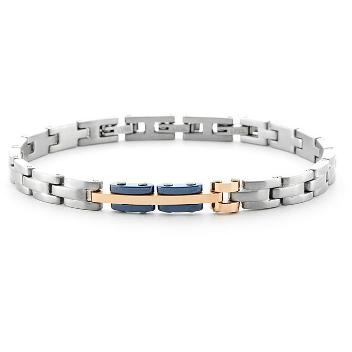 Bracelet céramique bleu pvd rosé