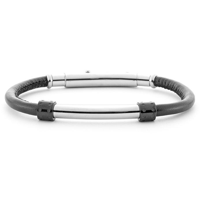 Bracelet en cuir PVD noir