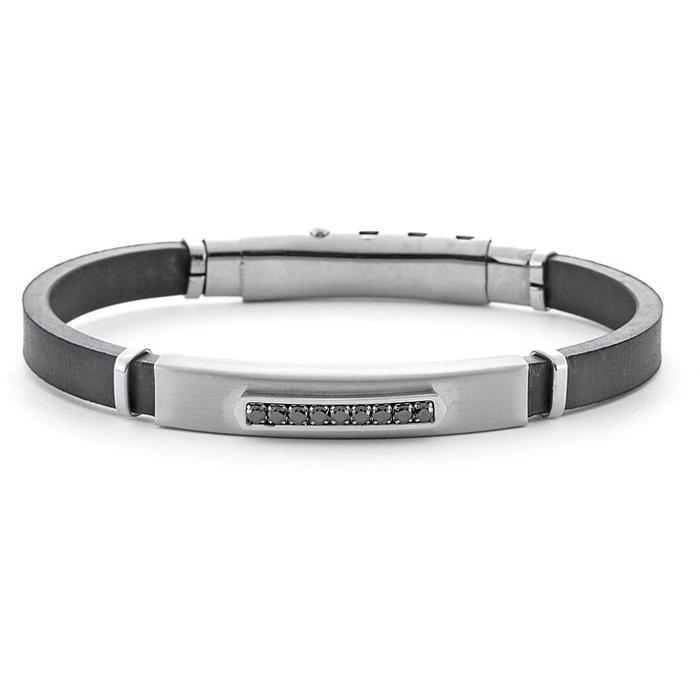 Bracelet en caoutchouc avec zircone noire