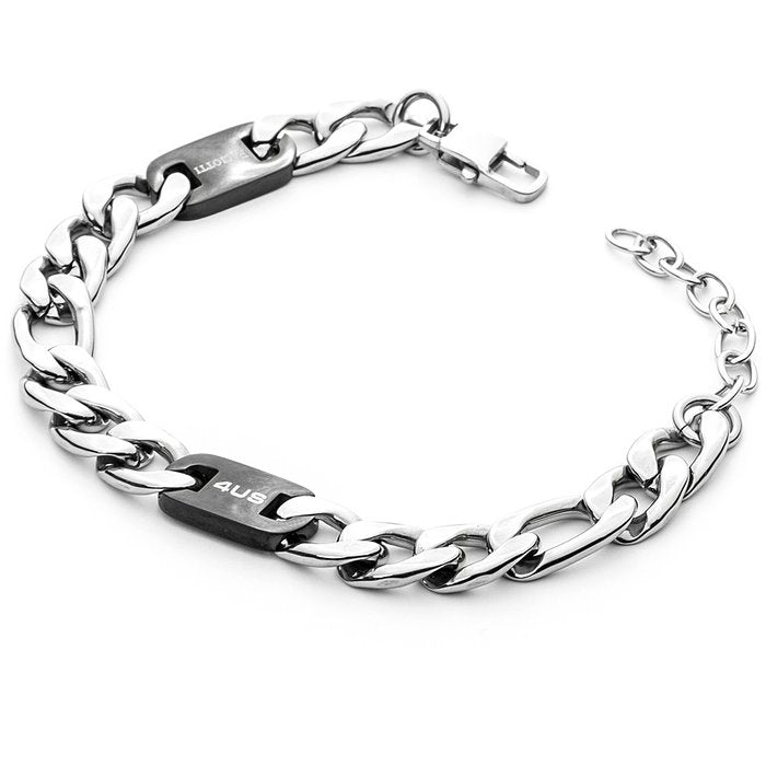 Bracelet en maille plate avec inserts noirs