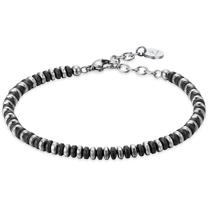 BRACCIALE UOMO IN ACCIAIO CON EMATITE NERA E SILVER