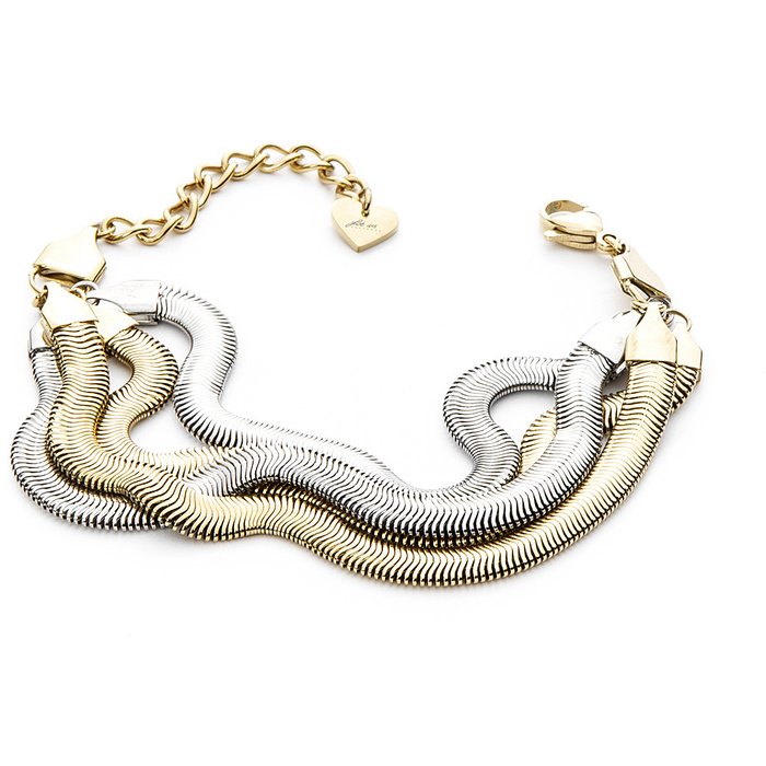 Two-tone 4-strand snake mesh bracelet