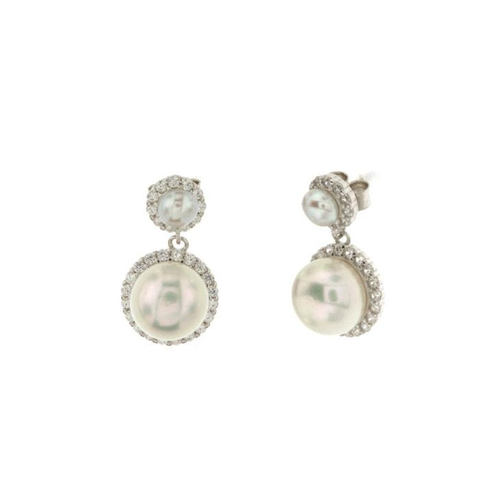 Boucles d'oreilles en argent 925 avec perles et zircons blancs