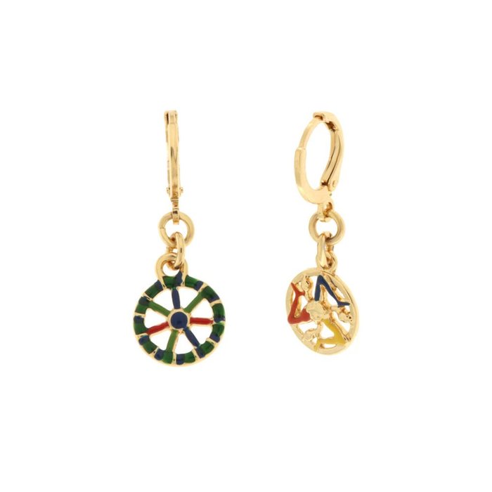 Boucles d'oreilles en métal avec roue de chariot sicilien et trinacria
