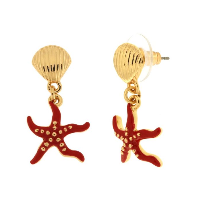 Boucles d'oreilles en métal étoile de mer rouge