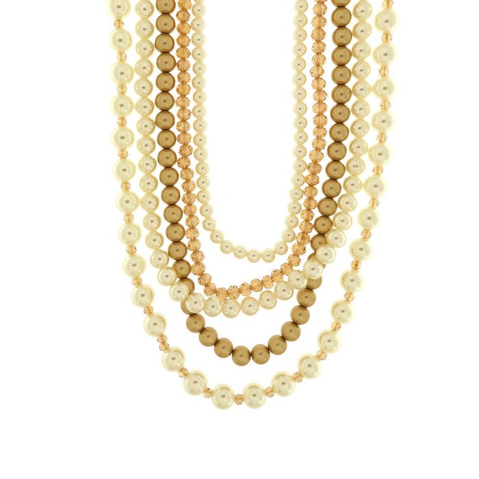 Collier multi-rangs en métal avec perles multicolores