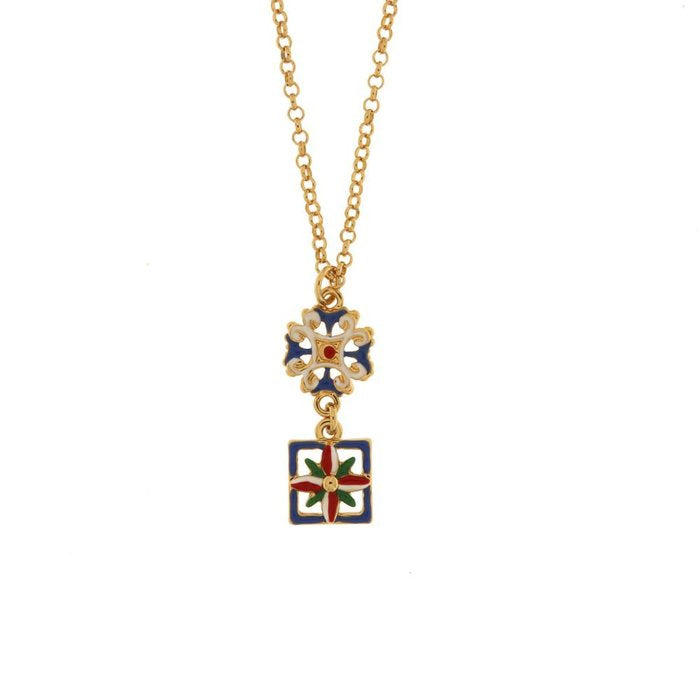 Collier en métal avec majolique colorée