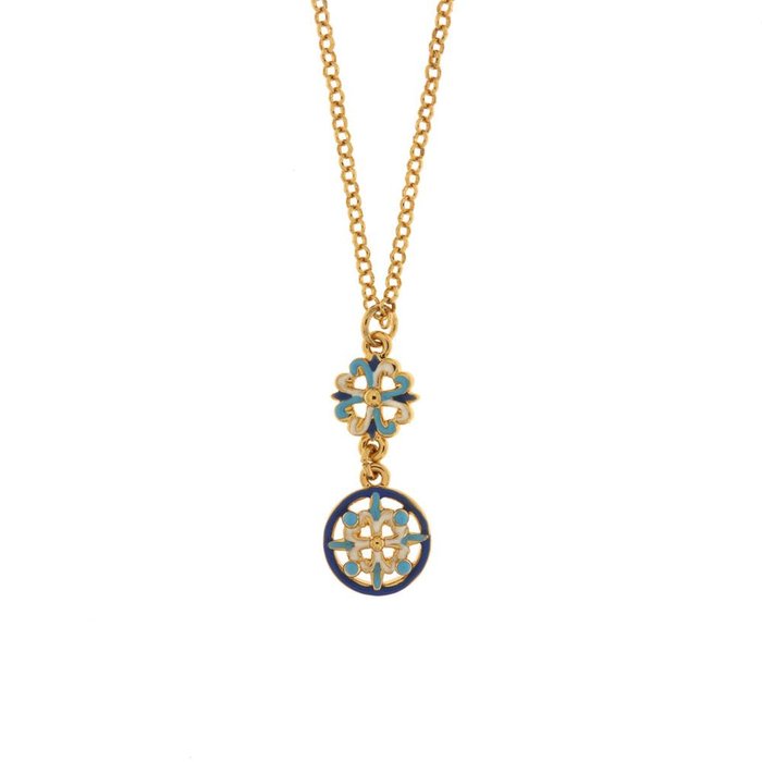 Metal Necklace with Colored Majolica