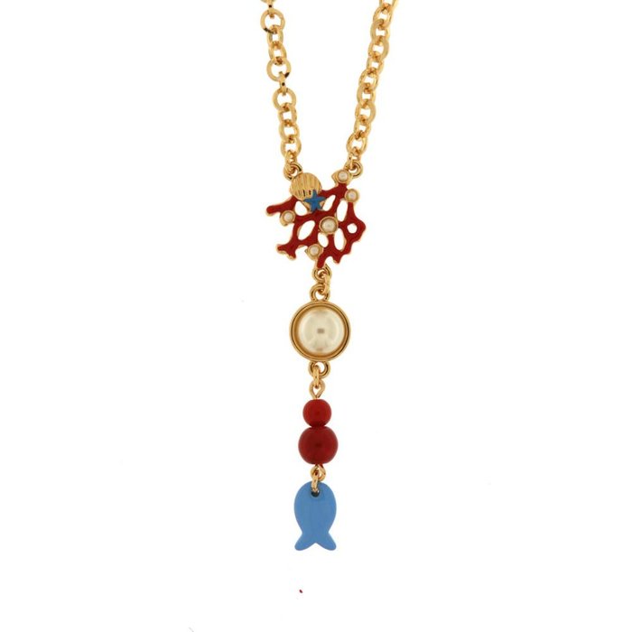 Collana in Metallo con corallo e pesciolino pendente
