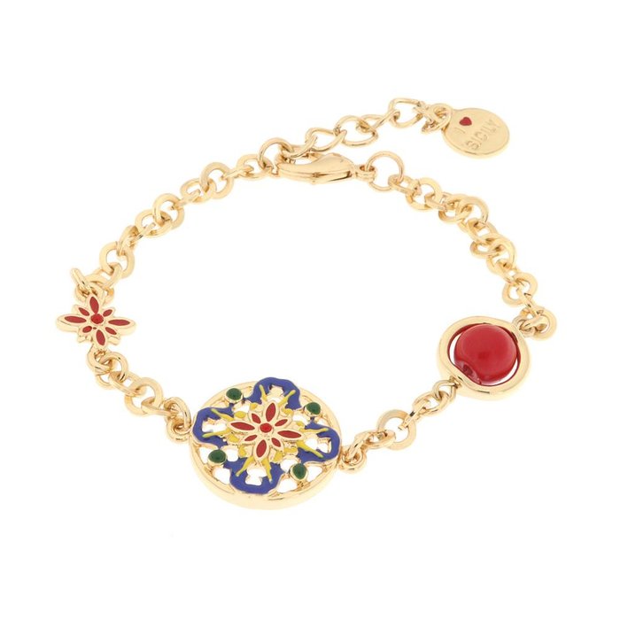 Metal Bracelet with Majolica