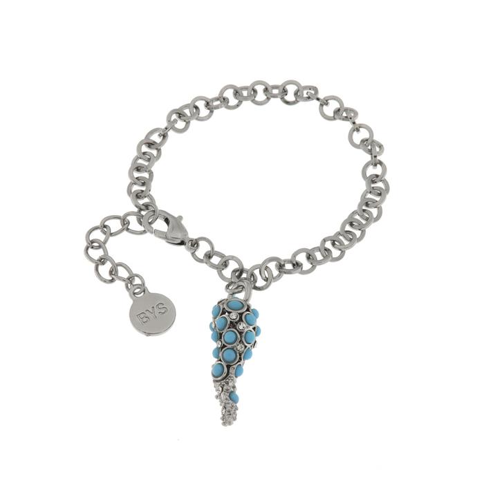Bracelet en métal avec corne centrale et cristaux