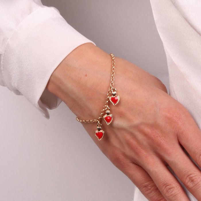 Bracciale in Metallo con cuori sacri pendenti