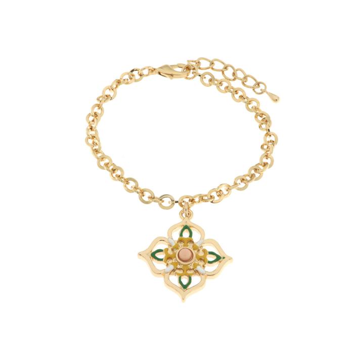 Bracciale in Metallo con croce di Malta pendente impreziosita da maioliche