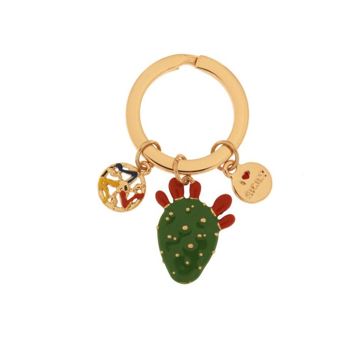 Portachiavi in Metallo con cactus e trinacria