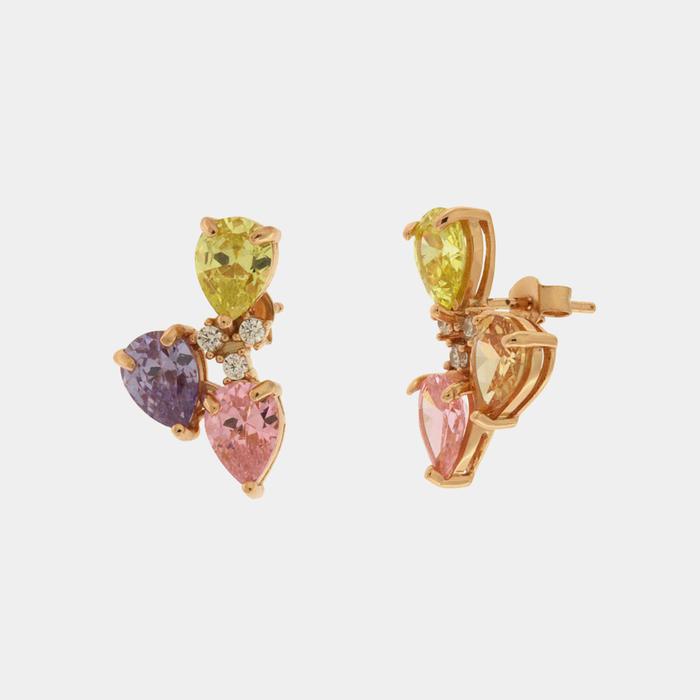 Boucles d'oreilles en argent 925 avec zircones multicolores