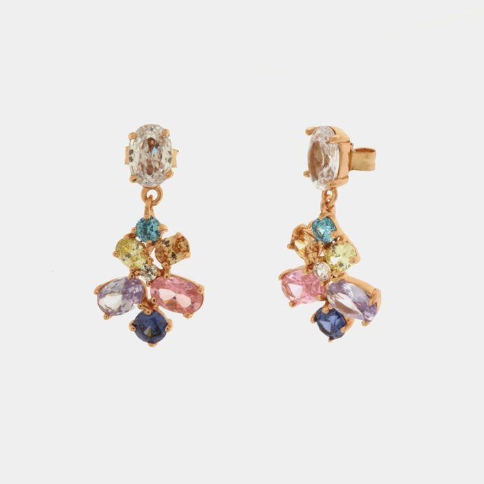 Boucles d'oreilles en argent 925 avec zircones multicolores