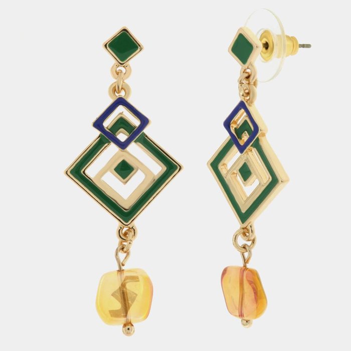Boucles d'oreilles en métal avec pendentif en pierre
