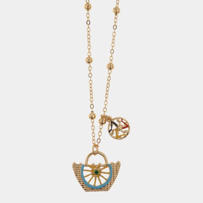 Collana in Metallo con coffa e simbolo Trinacria impreziositi da smalti colorati