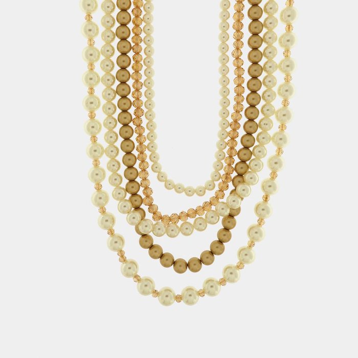 Collier multi-rangs en métal avec perles multicolores