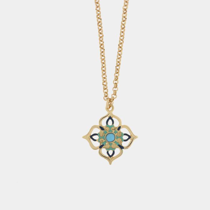 Collana in Metallo con croce di Malta colorata