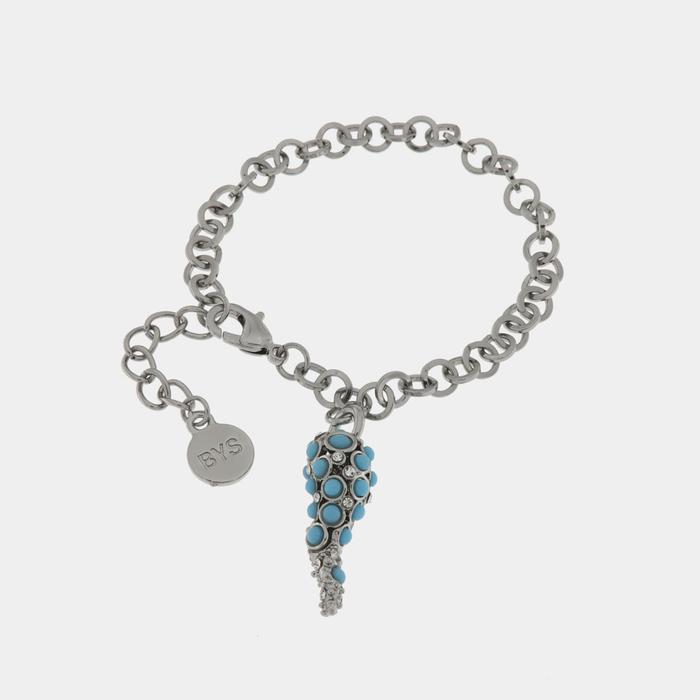 Bracelet en métal avec corne centrale et cristaux