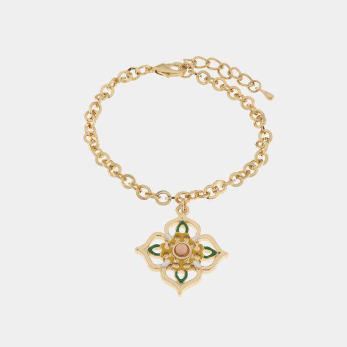 Bracciale in Metallo con croce di Malta pendente impreziosita da maioliche
