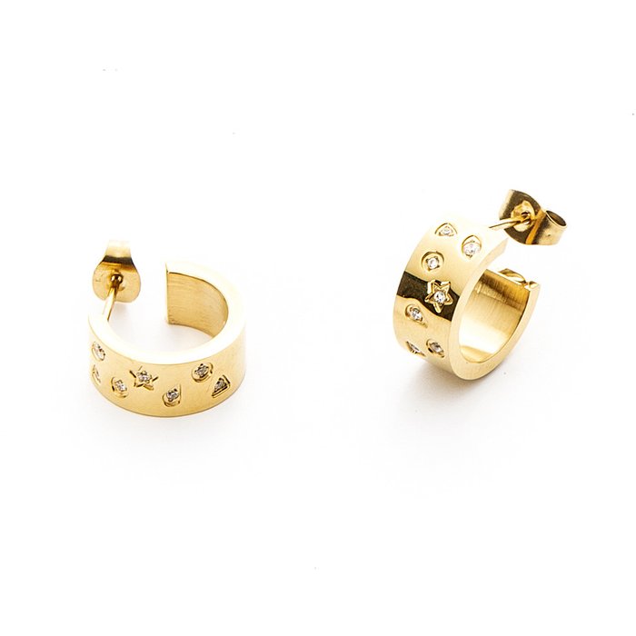 Laminated half circle earrings with zirconia