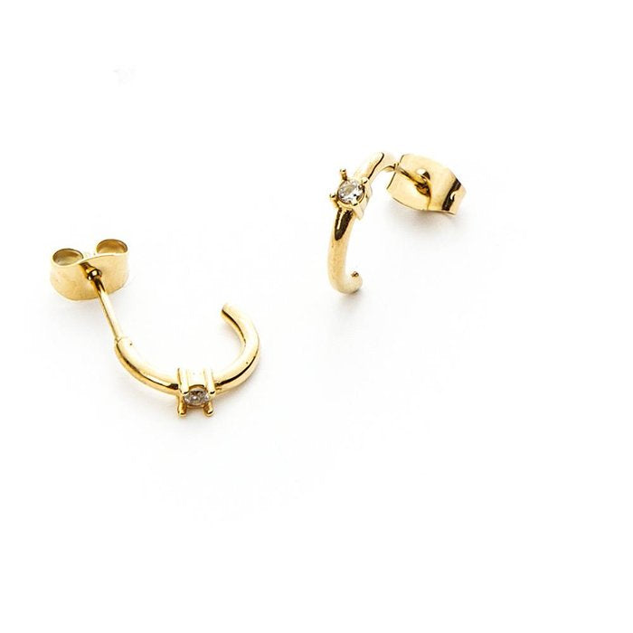 Boucles d'oreilles demi-cercle et zircones laminées