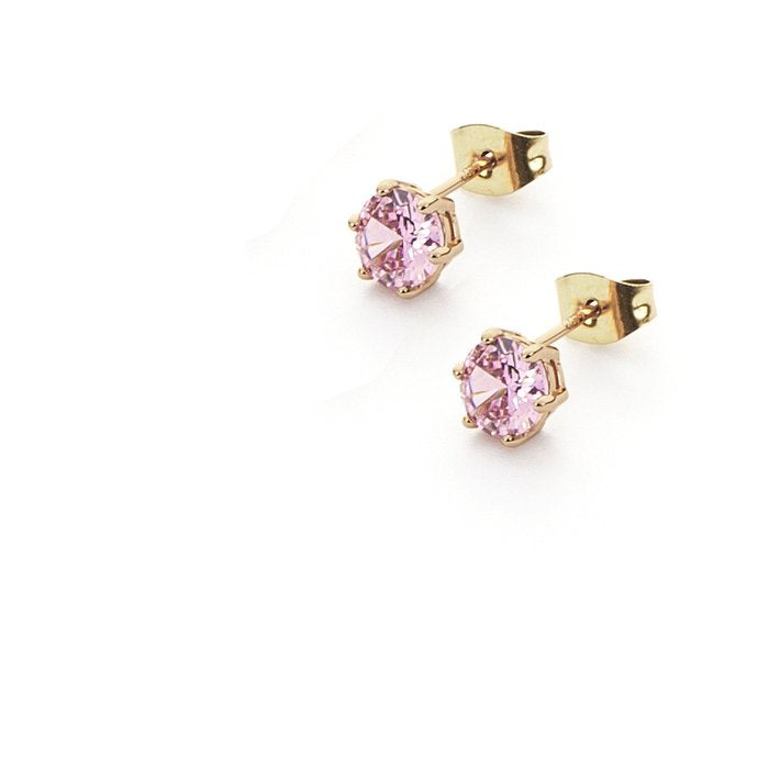Boucles d'oreilles laminées en zircon rose