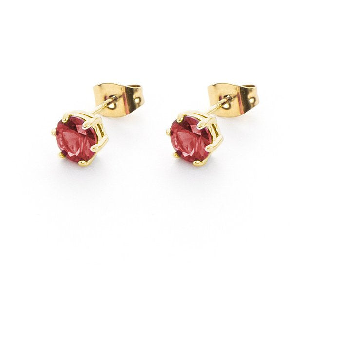 Red Zircon Laminated Earrings