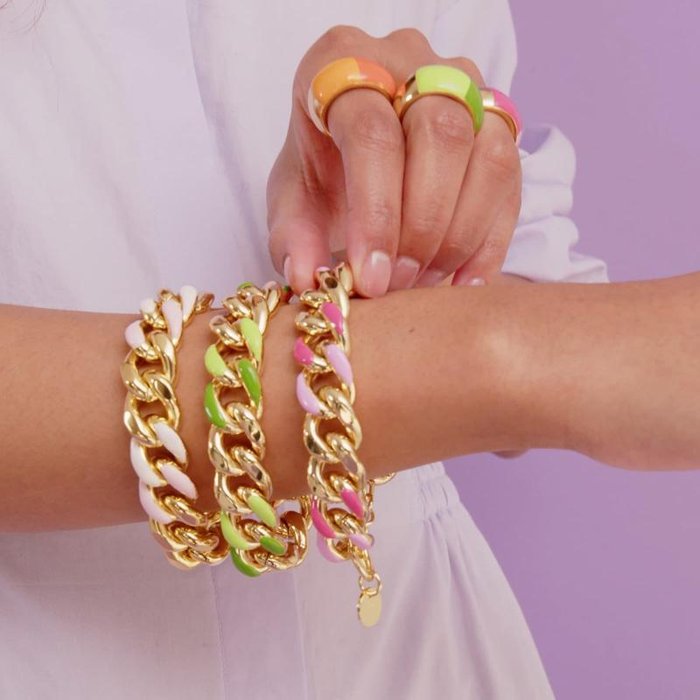 Bracelet groumette en émail vert