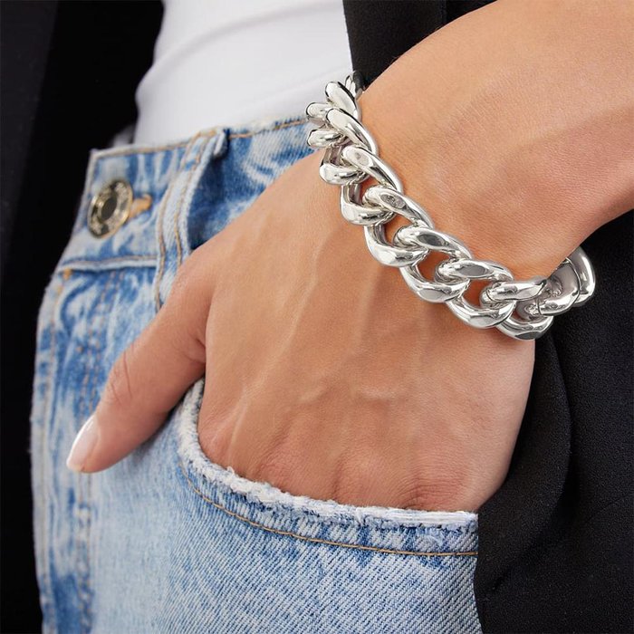 Silver-plated bronze groumette bracelet