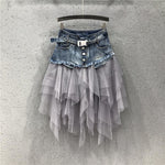 Denim and Tulle Skirt Westwood Style - Gothic Punk Women's Fashion - Vignette | Steampunk Store