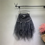 Denim and Tulle Skirt Westwood Style - Gothic Punk Women's Fashion - Vignette | Steampunk Store