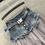 Denim and Tulle Skirt Westwood Style - Gothic Punk Women's Fashion - Vignette | Steampunk Store