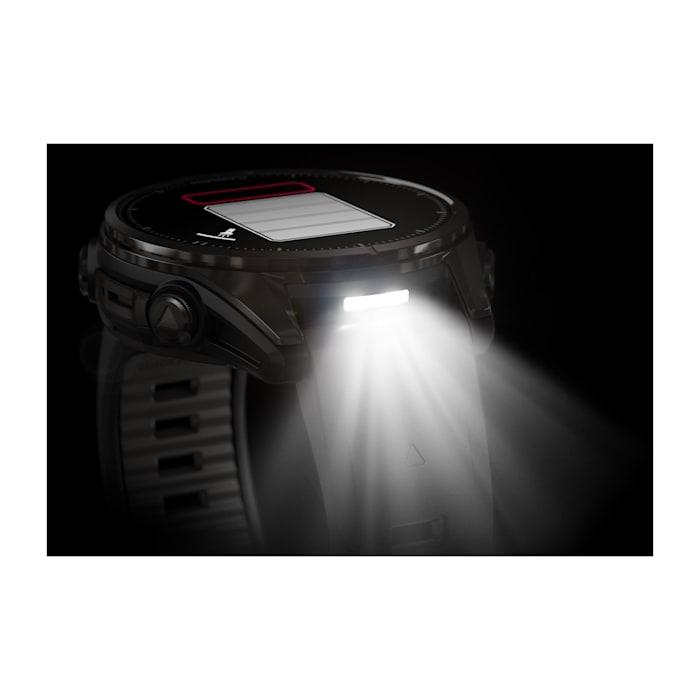 Fēnix® 8 - 43 mm, AMOLED, Sapphire, Titanio, Carbon Gray DLC con cinturino in silicone Black/pebble grey