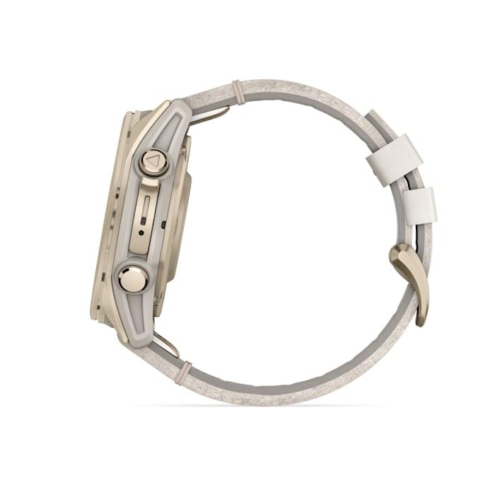 Fēnix® 8 - 43 mm, AMOLED, saphir, or rose avec bracelet en cuir ivoire