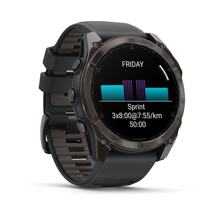 Fēnix® 8 - 51 mm, AMOLED, Sapphire, Carbon Grey DLC con cinturino in silicone Black/pebble grey