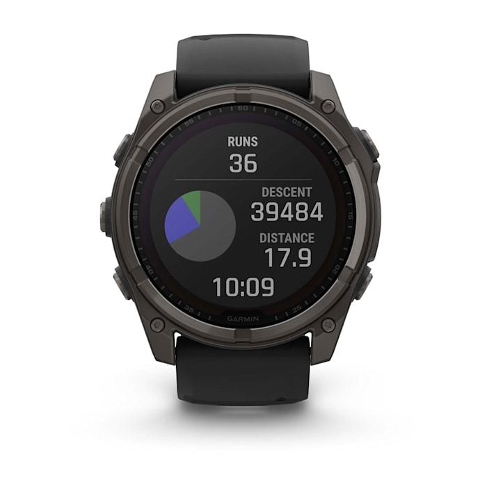 Fēnix® 8 - 51 mm, solaire, saphir, titane, DLC gris carbone avec bracelet en silicone noir/gris galet