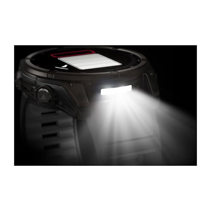 Fēnix® 8 - 51 mm, solaire, saphir, titane, DLC gris carbone avec bracelet en silicone noir/gris galet