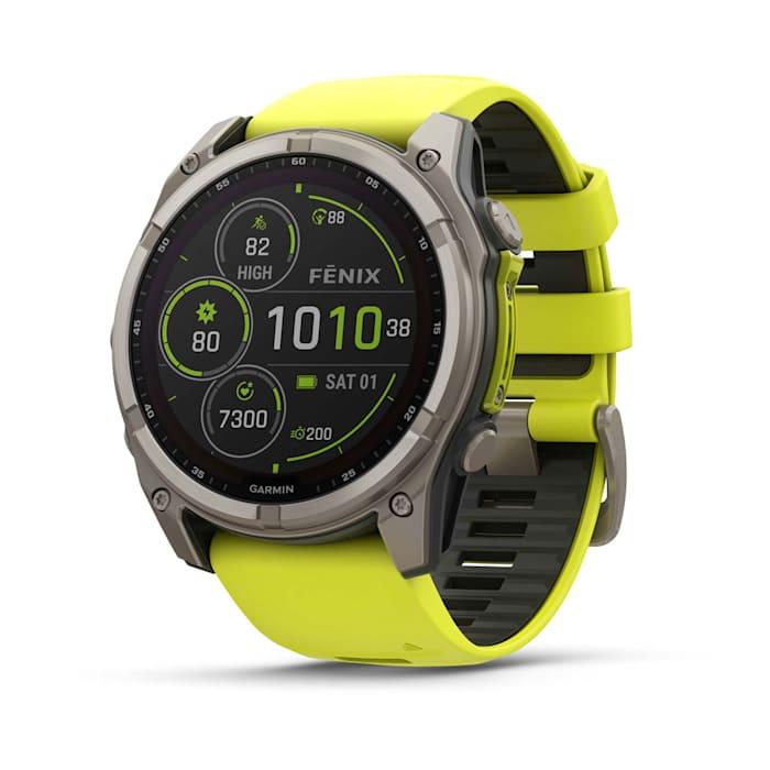 Fēnix® 8 - 51 mm, Solar, Sapphire, Titanium with Amp yellow/graphite silicone strap