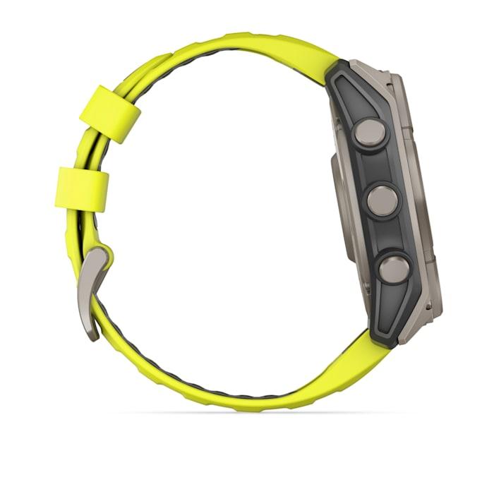 Fēnix® 8 - 51 mm, Solar, Sapphire, Titanium with Amp yellow/graphite silicone strap