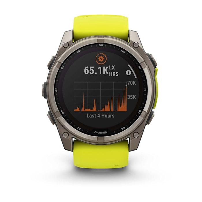Fēnix® 8 - 51 mm, Solar, Sapphire, Titanium with Amp yellow/graphite silicone strap
