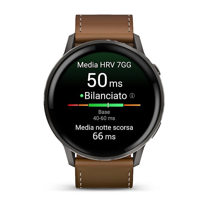Venu® 4 – 45 mm, Slate con cinturino in silicone Black e cinturino in pelle Brown