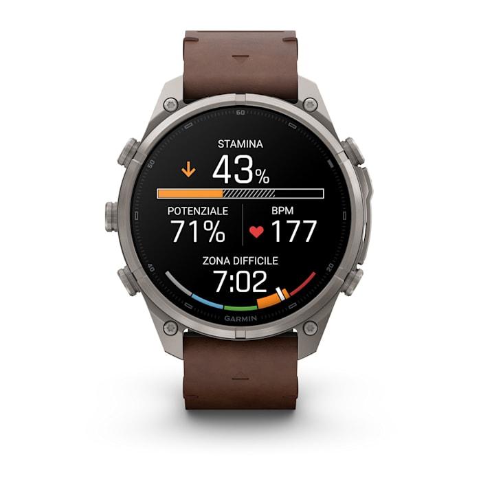 Fenix 9 Pro – inReach, 47mm, Titanio con cinturino in pelle Walnut - 010-04336-41