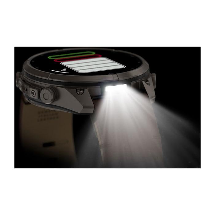 Fenix 9 Pro – inReach, 47mm, Titanio con cinturino in pelle Walnut - 010-04336-41